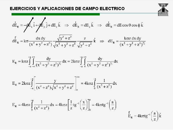 EJERCICIOS Y APLICACIONES DE CAMPO ELECTRICO 