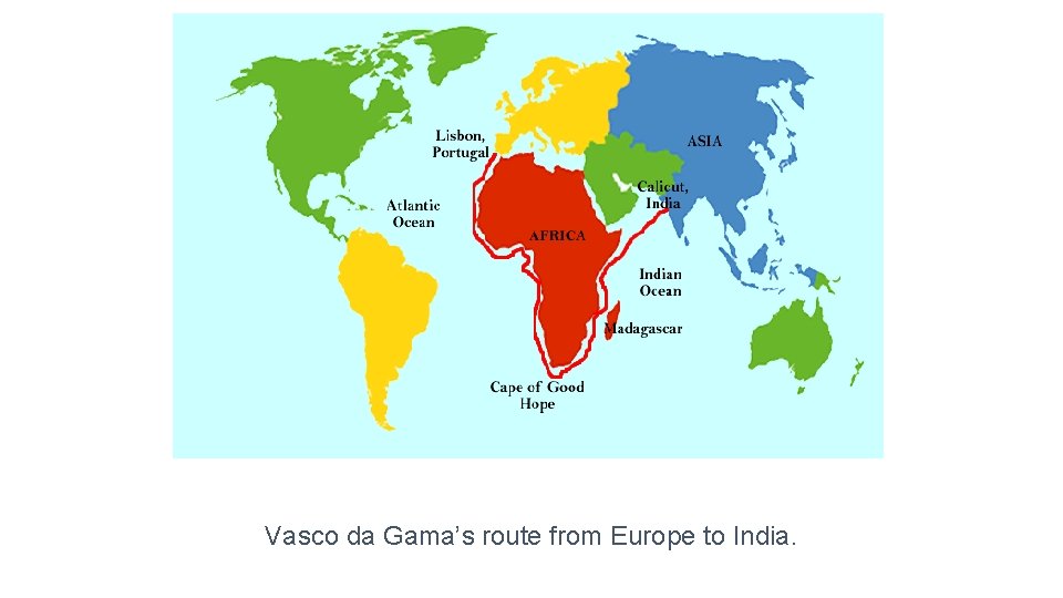Vasco da Gama’s route from Europe to India. 