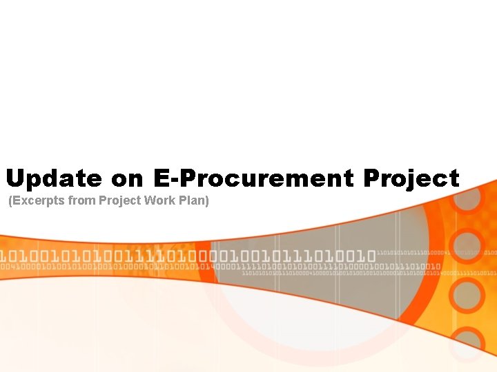 Update on E-Procurement Project (Excerpts from Project Work Plan) 