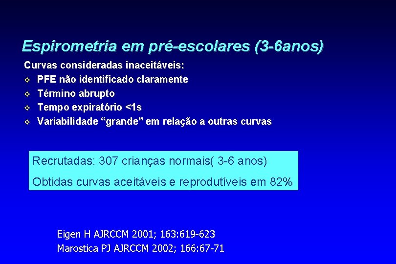 Espirometria em pré-escolares (3 -6 anos) Curvas consideradas inaceitáveis: v PFE não identificado claramente