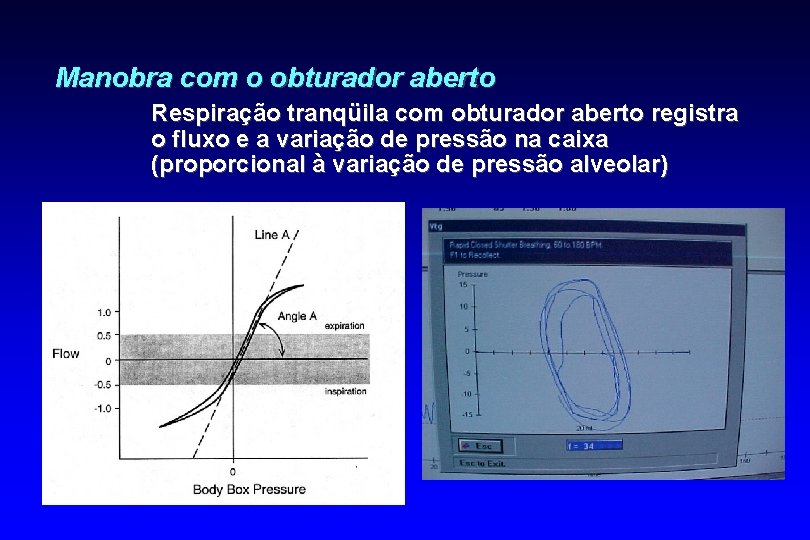 Manobra com o obturador aberto Respiração tranqüila com obturador aberto registra o fluxo e