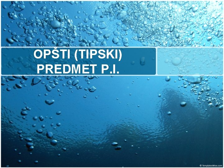 OPŠTI (TIPSKI) PREDMET P. I. 