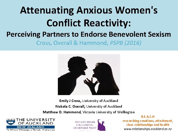 Attenuating Anxious Women's Conflict Reactivity: Perceiving Partners to Endorse Benevolent Sexism Cross, Overall &