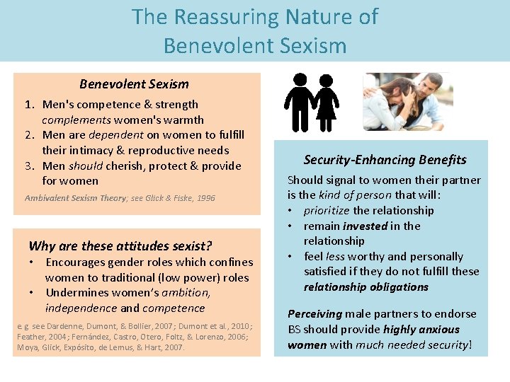 The Reassuring Nature of Benevolent Sexism 1. Men's competence & strength complements women's warmth