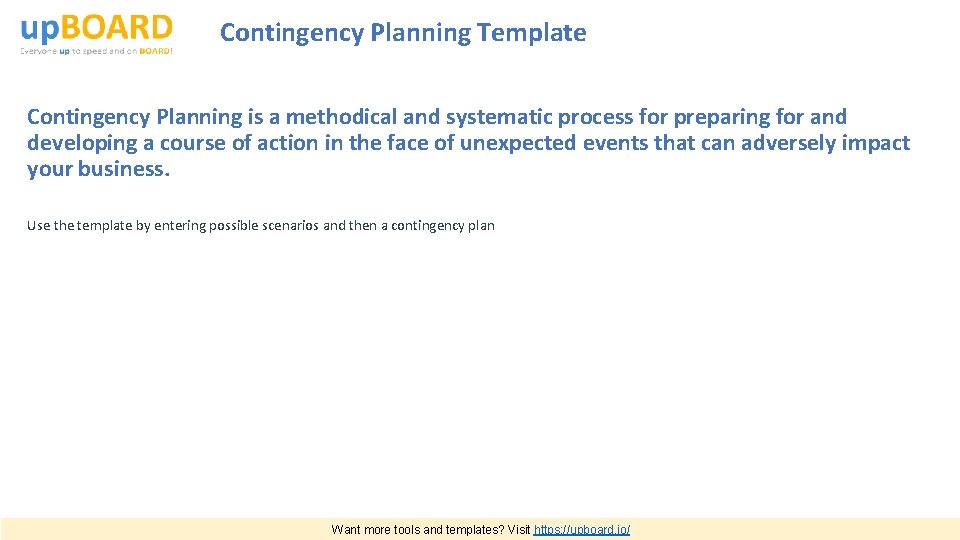 Contingency Planning Template Contingency Planning is a methodical and systematic process for preparing for