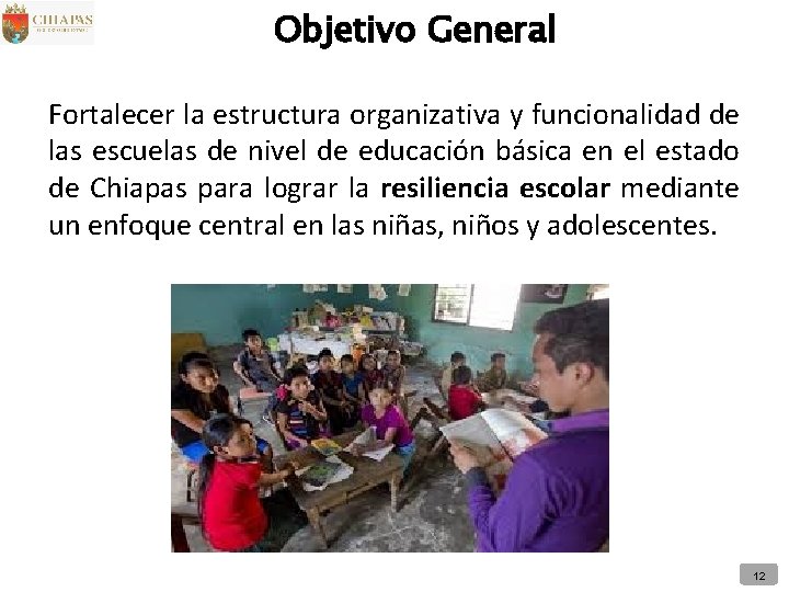 Objetivo General Fortalecer la estructura organizativa y funcionalidad de las escuelas de nivel de