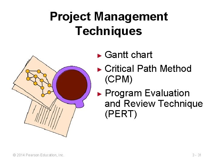 Project Management Techniques Gantt chart ► Critical Path Method (CPM) ► Program Evaluation and