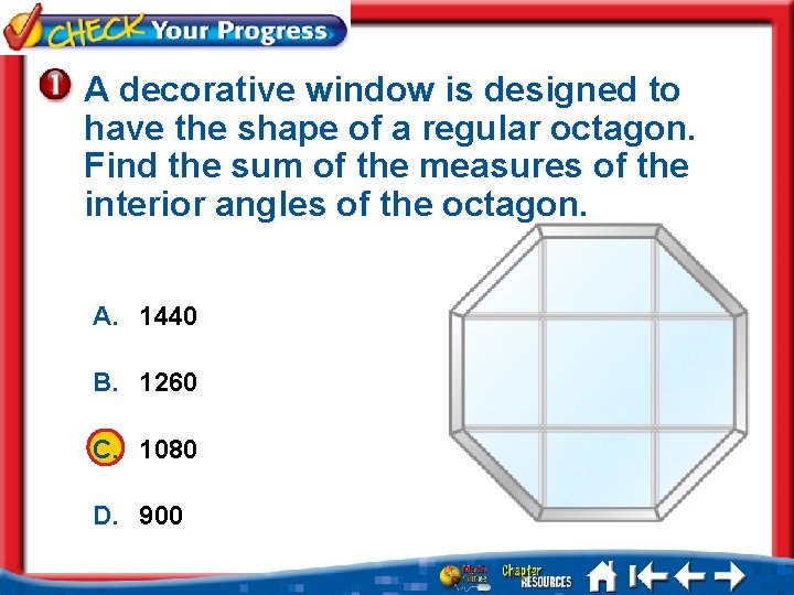 A decorative window is designed to have the shape of a regular octagon. Find
