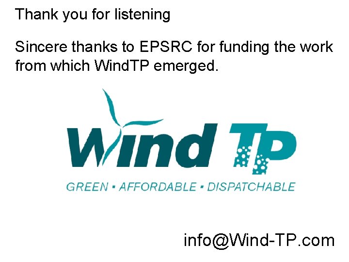Thank you for listening Sincere thanks to EPSRC for funding the work from which
