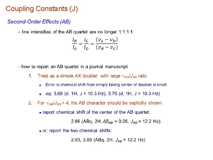 Coupling Constants (J) 