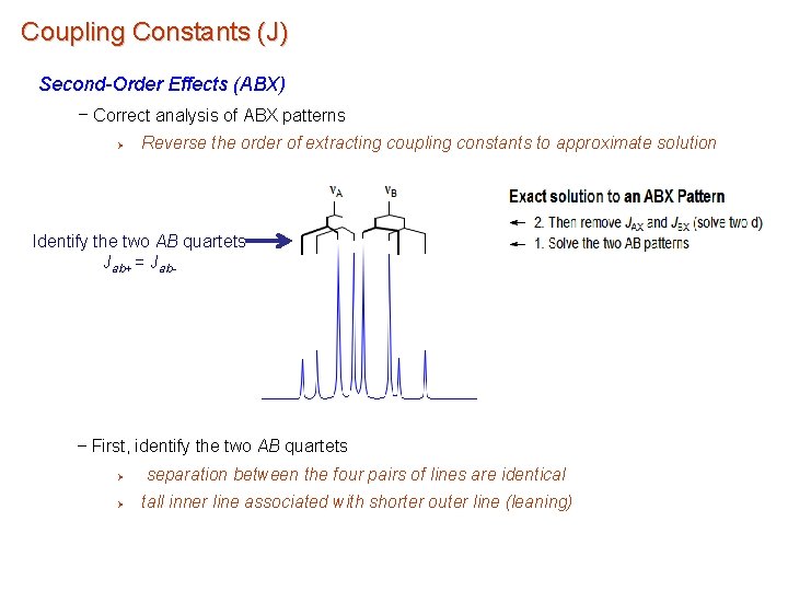 Coupling Constants (J) Second-Order Effects (ABX) – Correct analysis of ABX patterns Ø Reverse