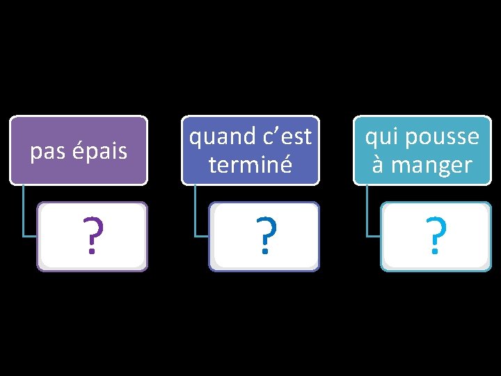 pas épais fin ? quand c’est terminé fin ? qui pousse à manger faim