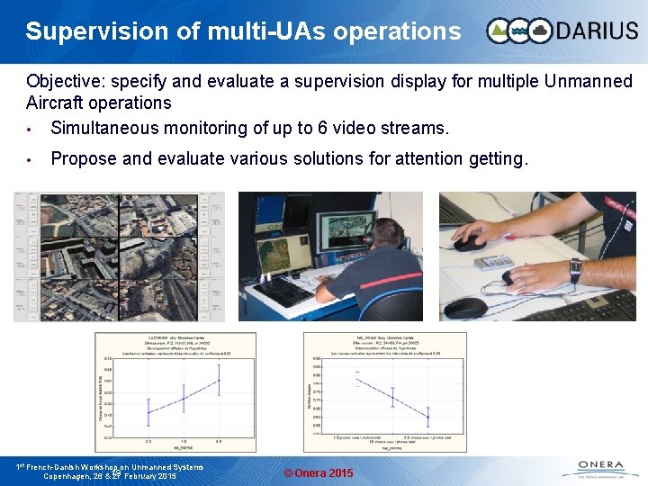 Supervision of multi-UAs operations Objective: specify and evaluate a supervision display for multiple Unmanned