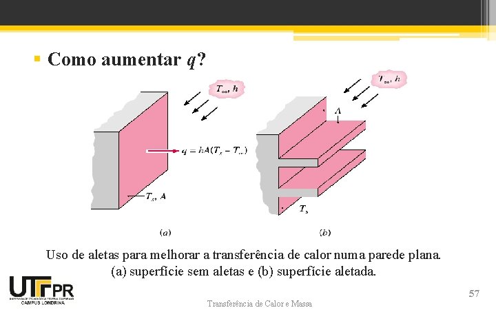 § Como aumentar q? Uso de aletas para melhorar a transferência de calor numa § Como aumentar q? Uso de aletas para melhorar a transferência de calor numa