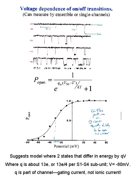 Suggests model where 2 states that differ in energy by q. V Where q