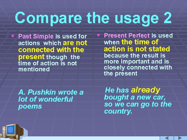 Compare the usage 2 § Past Simple is used for actions which are not