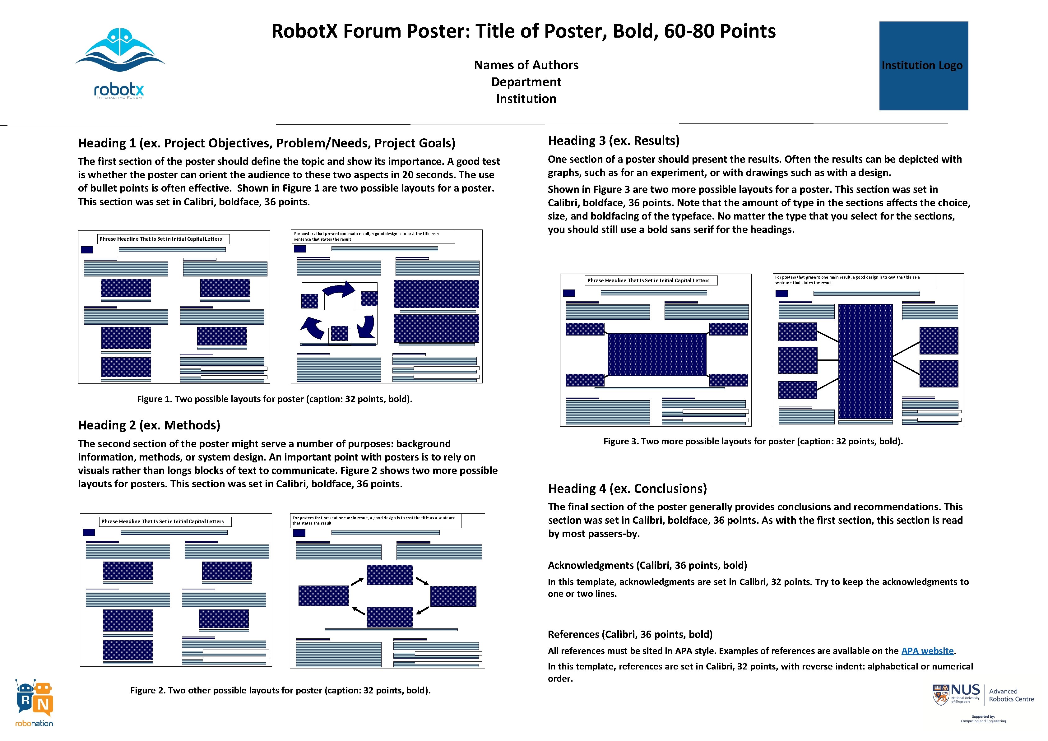 Robot. X Forum Poster: Title of Poster, Bold, 60 -80 Points Names of Authors