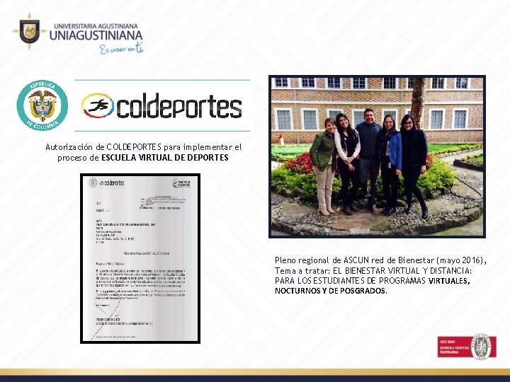 Autorización de COLDEPORTES para implementar el proceso de ESCUELA VIRTUAL DE DEPORTES Pleno regional