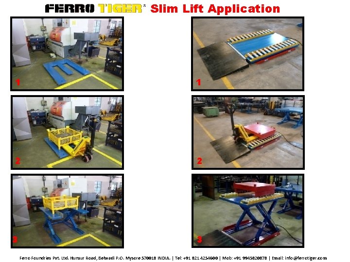Slim Lift Application 1 1 2 2 3 3 Ferro Foundries Pvt. Ltd. Hunsur