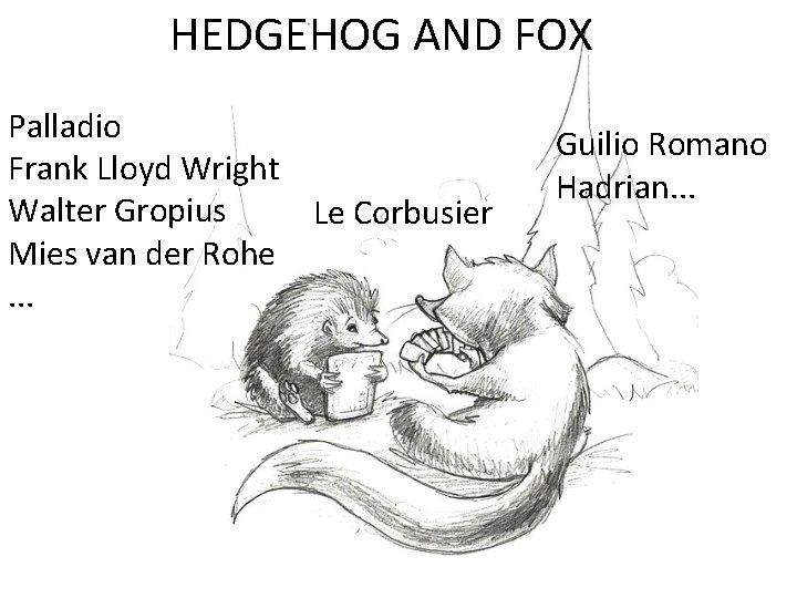 HEDGEHOG AND FOX Palladio Frank Lloyd Wright Walter Gropius Le Corbusier Mies van der HEDGEHOG AND FOX Palladio Frank Lloyd Wright Walter Gropius Le Corbusier Mies van der