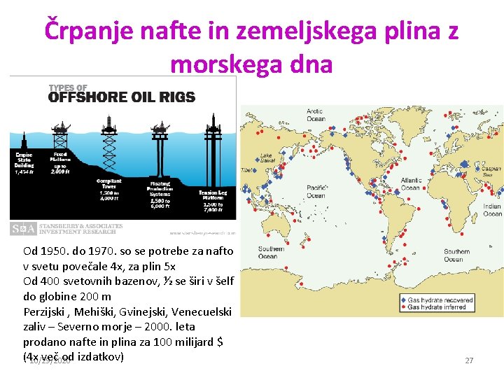 Črpanje nafte in zemeljskega plina z morskega dna Od 1950. do 1970. so se Črpanje nafte in zemeljskega plina z morskega dna Od 1950. do 1970. so se
