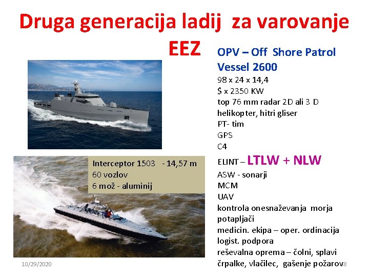 Druga generacija ladij za varovanje EEZ OPV – Off Shore Patrol Vessel 2600 98 Druga generacija ladij za varovanje EEZ OPV – Off Shore Patrol Vessel 2600 98