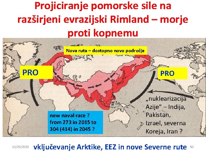 Projiciranje pomorske sile na razširjeni evrazijski Rimland – morje proti kopnemu Nova ruta – Projiciranje pomorske sile na razširjeni evrazijski Rimland – morje proti kopnemu Nova ruta –