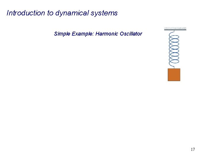 Introduction to dynamical systems Simple Example: Harmonic Oscillator 17 