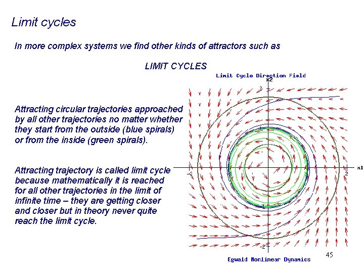 Limit cycles In more complex systems we find other kinds of attractors such as