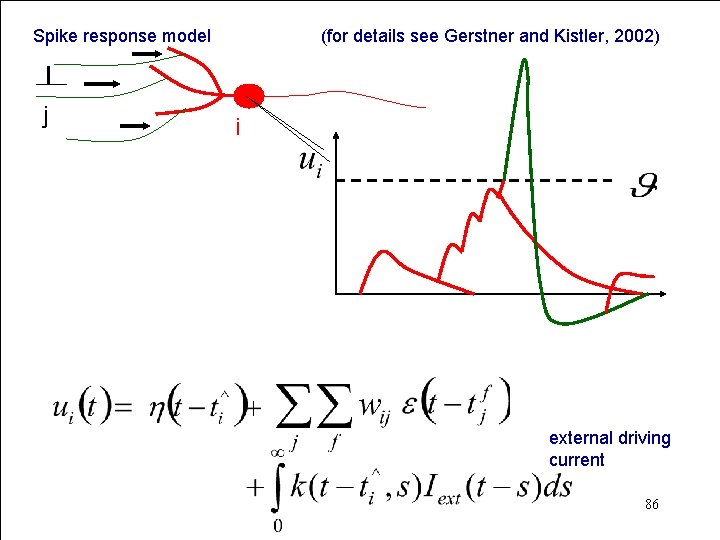 Spike response model j (for details see Gerstner and Kistler, 2002) i external driving