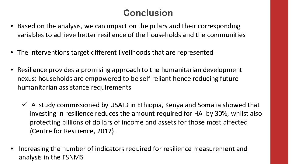 Conclusion • Based on the analysis, we can impact on the pillars and their