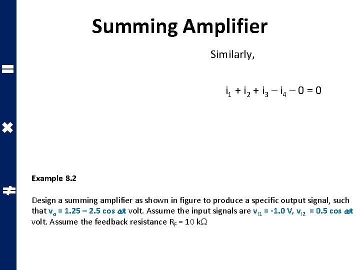 Summing Amplifier Similarly, i 1 + i 2 + i 3 – i 4