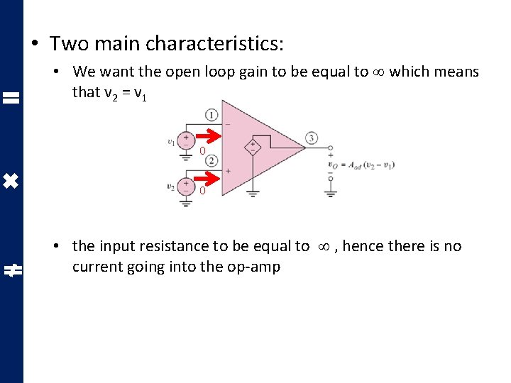  • Two main characteristics: • We want the open loop gain to be