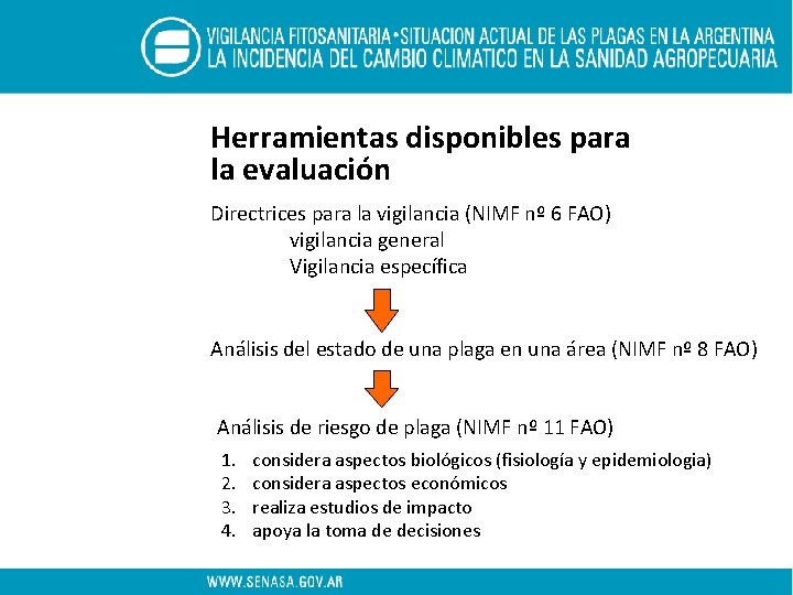 Herramientas disponibles para la evaluación Directrices para la vigilancia (NIMF nº 6 FAO) vigilancia