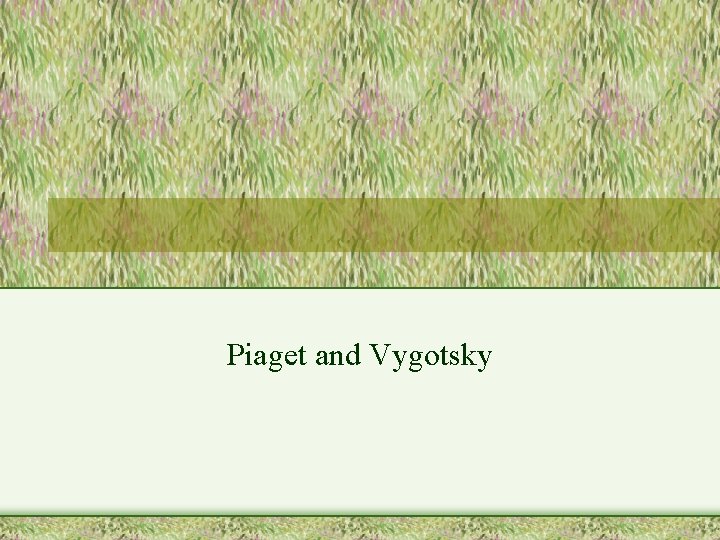 Piaget and Vygotsky 