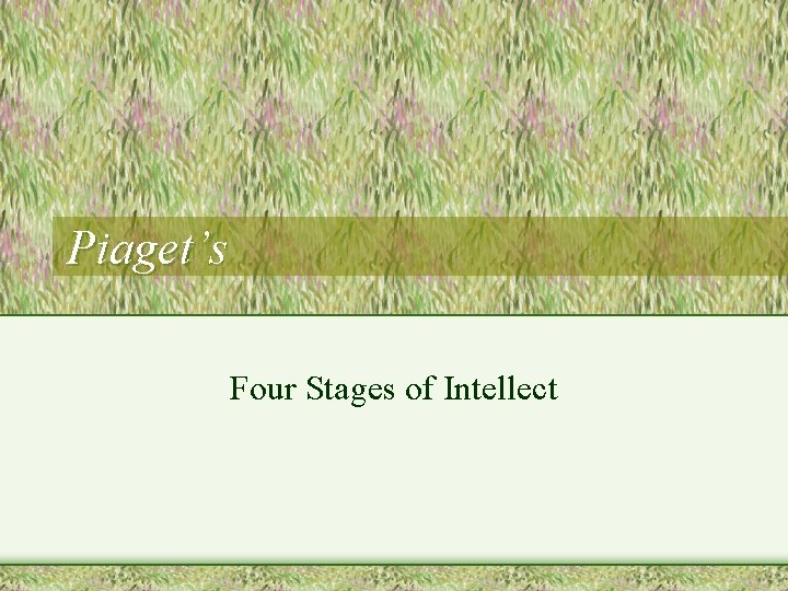 Piaget’s Four Stages of Intellect 