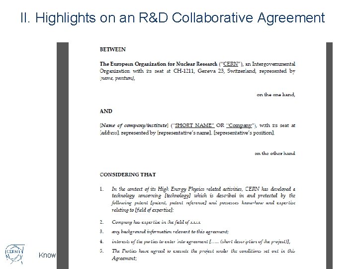 II. Highlights on an R&D Collaborative Agreement Knowledge Transfer | Accelerating Innovation 