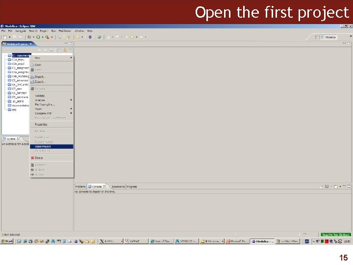 Open the first project 15 