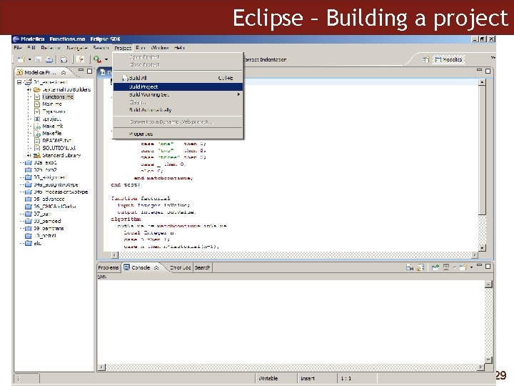 Eclipse – Building a project 29 