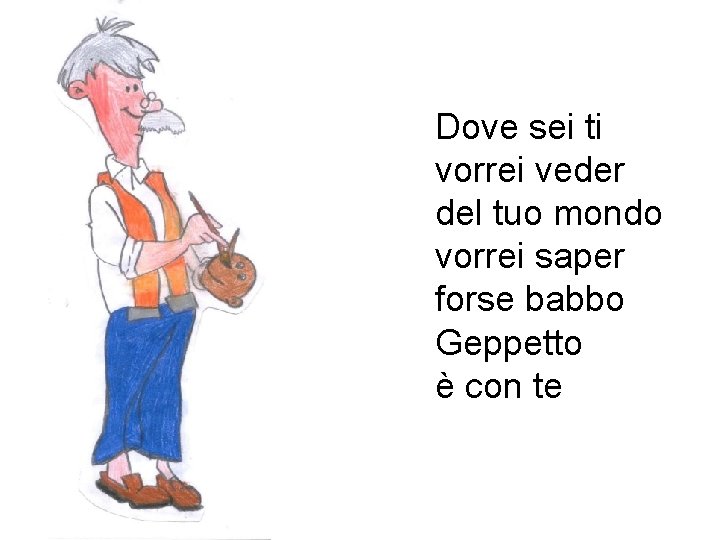 Dove sei ti vorrei veder del tuo mondo vorrei saper forse babbo Geppetto è