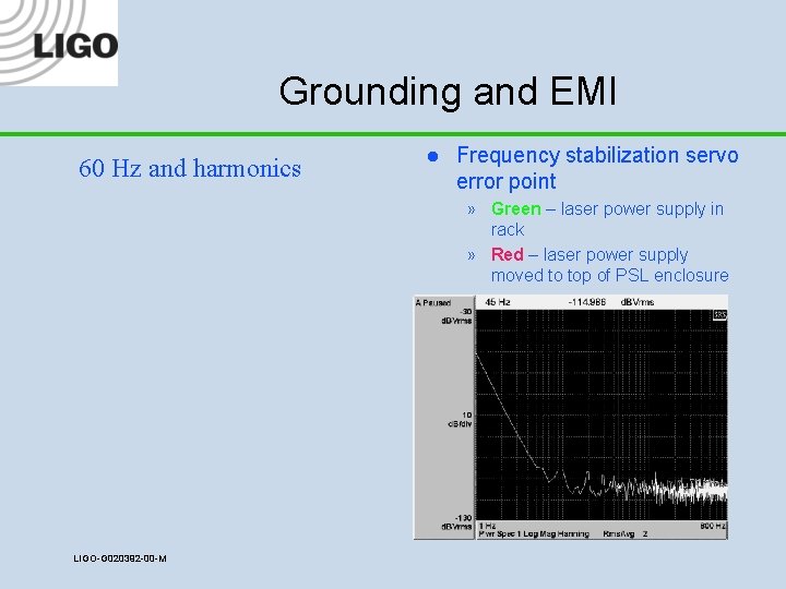 Grounding and EMI 60 Hz and harmonics l Frequency stabilization servo error point »