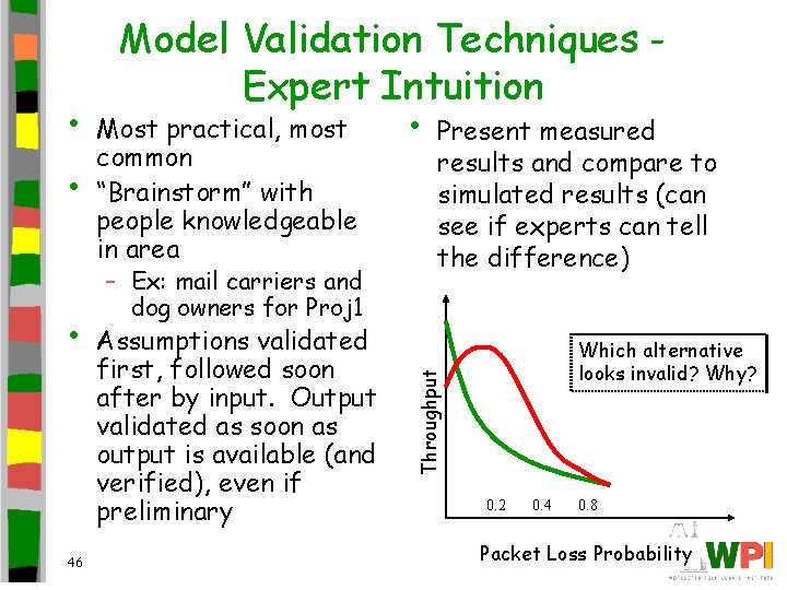 Model Validation Techniques Expert Intuition • Most practical, most • Present measured • 46