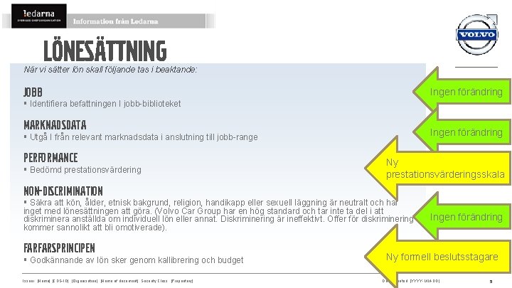 Lönesättning När vi sätter lön skall följande tas i beaktande: Jobb Ingen förändring §