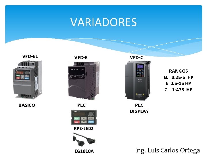 VARIADORES VFD-EL VFD-E VFD-C RANGOS EL 0. 25 -5 HP E 0. 5 -15