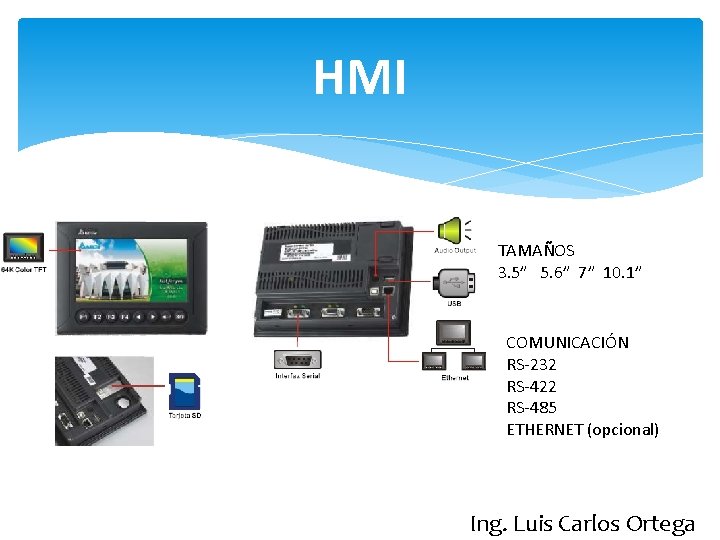 HMI TAMAÑOS 3. 5” 5. 6” 7” 10. 1” COMUNICACIÓN RS-232 RS-422 RS-485 ETHERNET