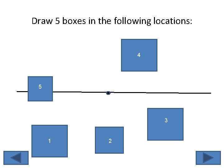 Draw 5 boxes in the following locations: 4 5 3 1 2 