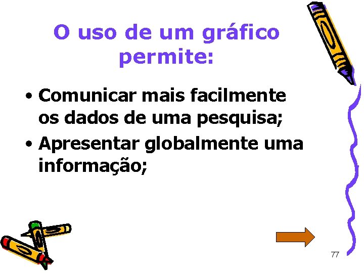 O uso de um gráfico permite: • Comunicar mais facilmente os dados de uma