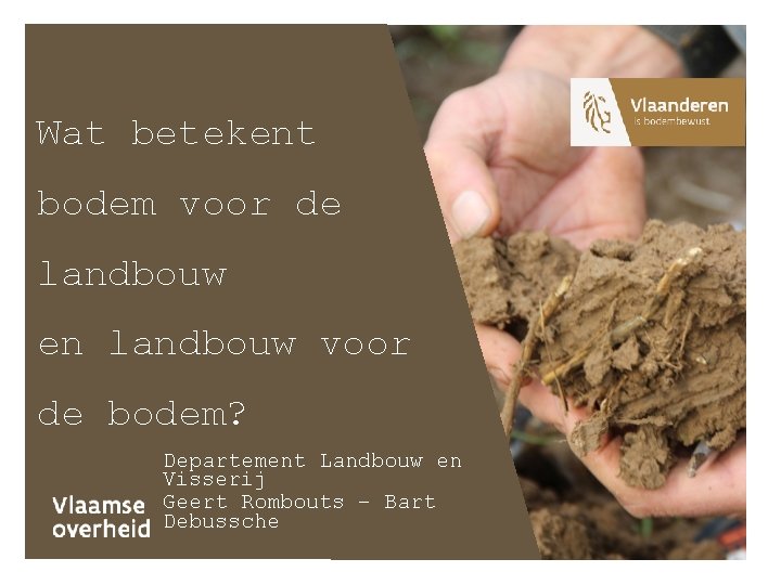 Wat betekent bodem voor de landbouw en landbouw voor de bodem? Departement Landbouw en