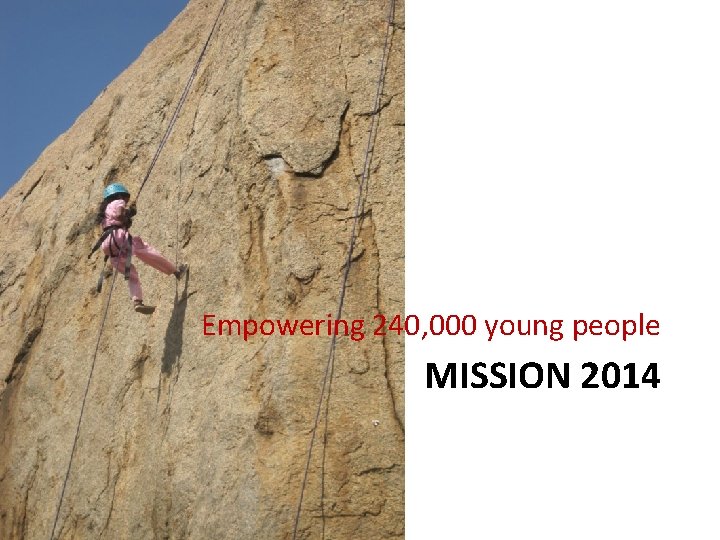 Empowering 240, 000 young people MISSION 2014 