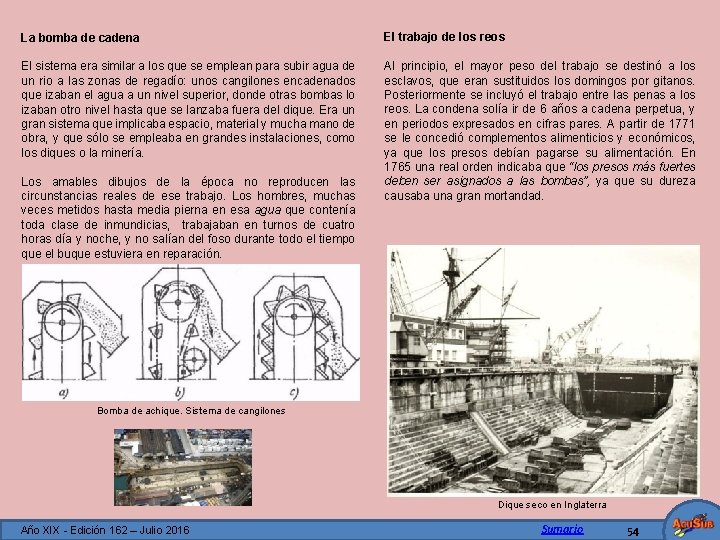 La bomba de cadena El sistema era similar a los que se emplean para